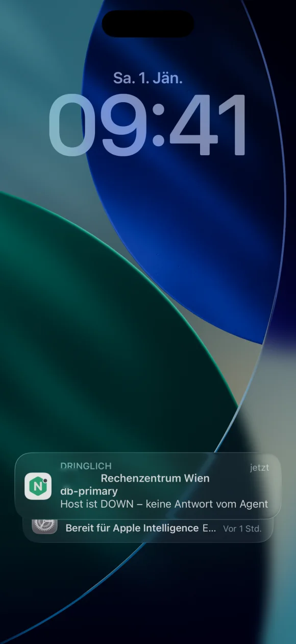 NocMate Push-Benachrichtigung auf dem iPhone-Lockscreen